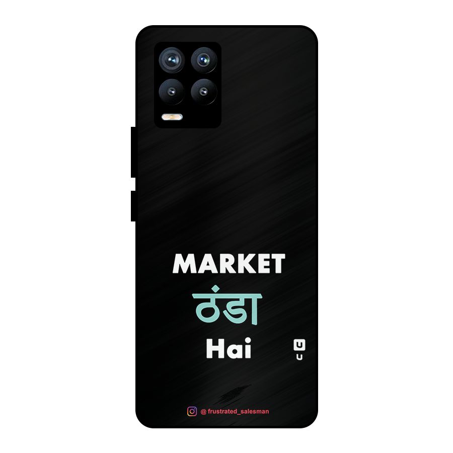 Market Thanda Hai Black Metal Back Case for Realme 8