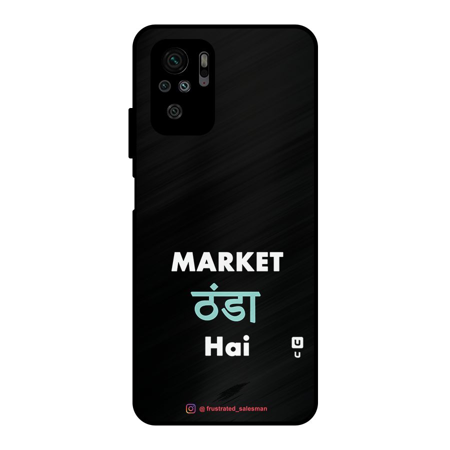 Market Thanda Hai Black Metal Back Case for Redmi Note 10