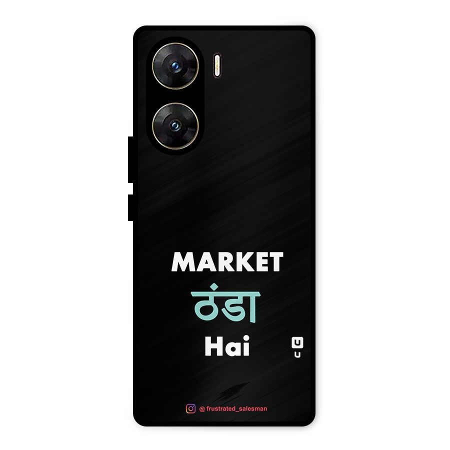 Market Thanda Hai Black Metal Back Case for Vivo V29e