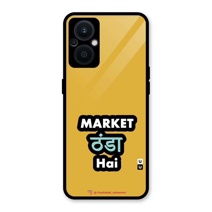 Market Thanda Hai Mustard Yellow Glass Back Case for Oppo F21s Pro 5G