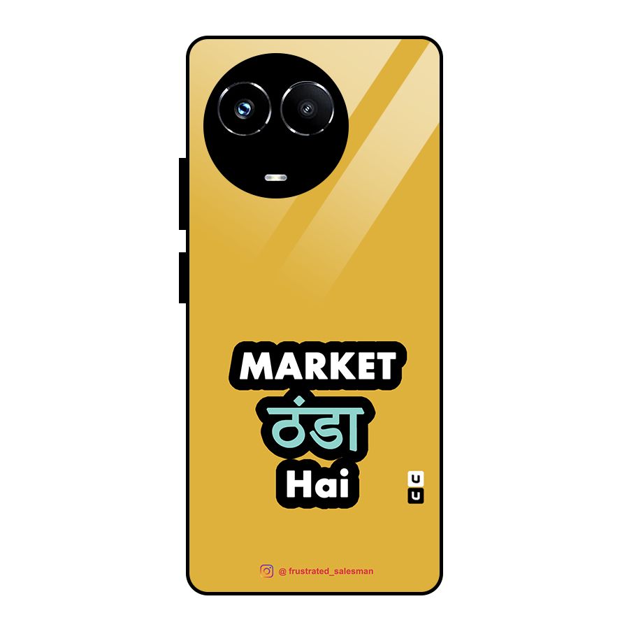 Market Thanda Hai Mustard Yellow Glass Back Case for Realme 11X