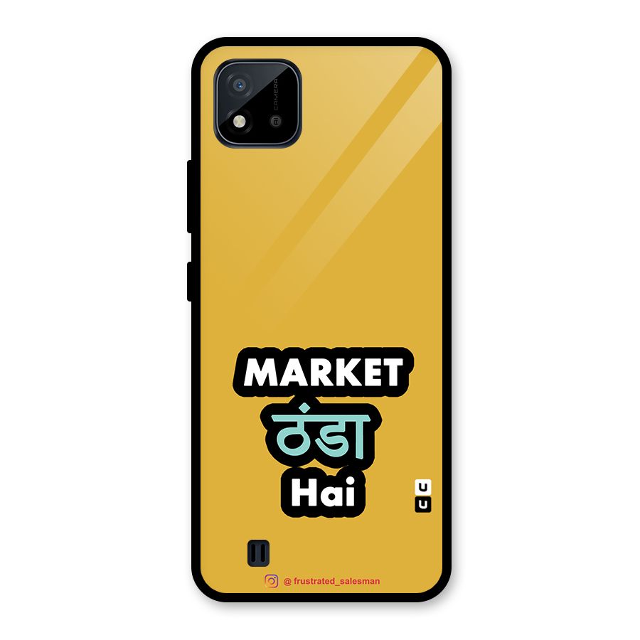 Market Thanda Hai Mustard Yellow Glass Back Case for Realme C11 2021