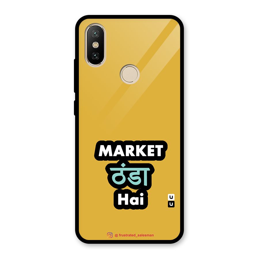 Market Thanda Hai Mustard Yellow Glass Back Case for Redmi A2