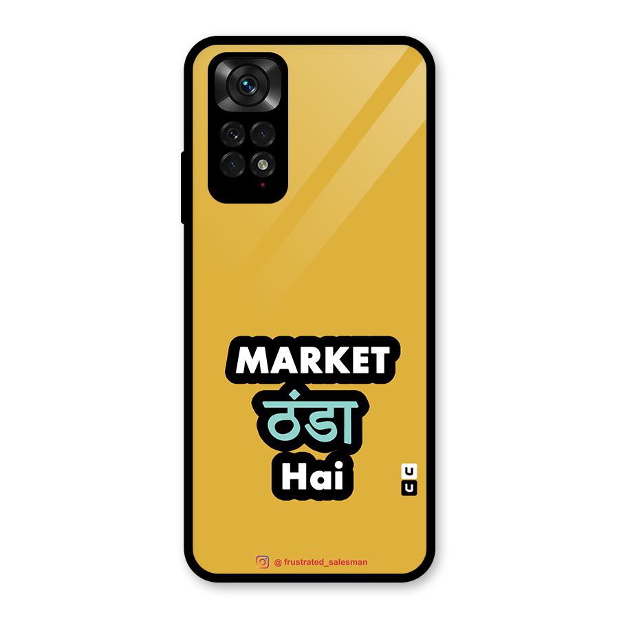 Market Thanda Hai Mustard Yellow Glass Back Case for Redmi Note 11S