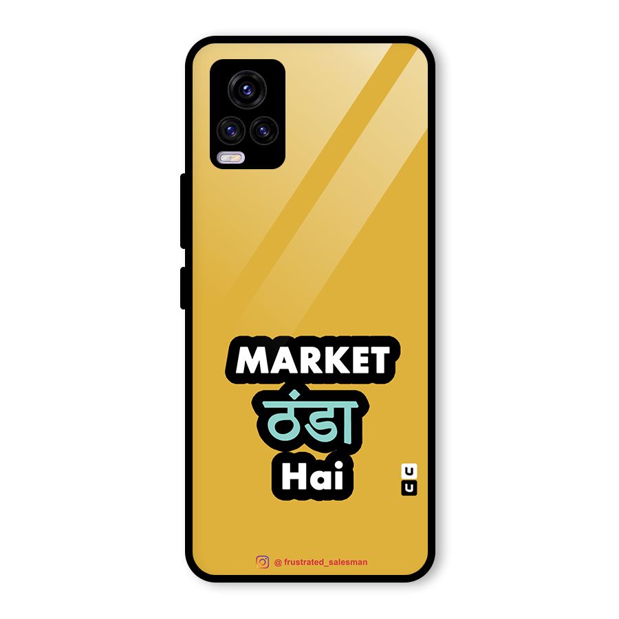 Market Thanda Hai Mustard Yellow Glass Back Case for Vivo V20 2021