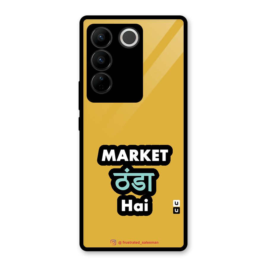 Market Thanda Hai Mustard Yellow Glass Back Case for Vivo V27