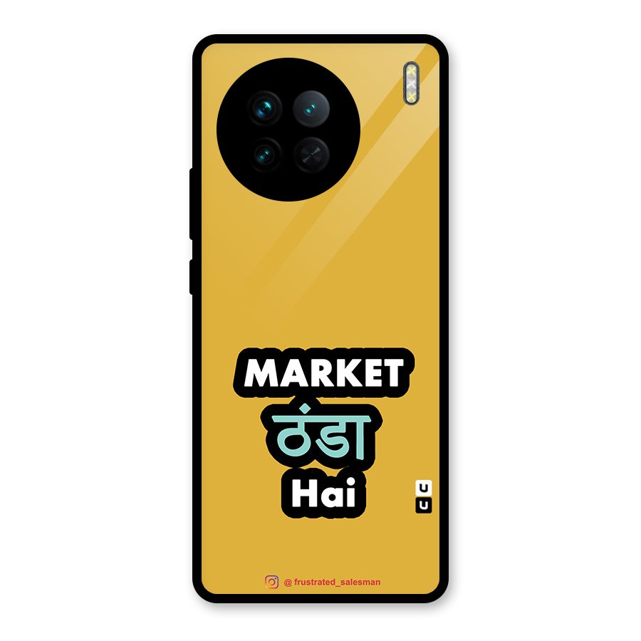 Market Thanda Hai Mustard Yellow Glass Back Case for Vivo X90