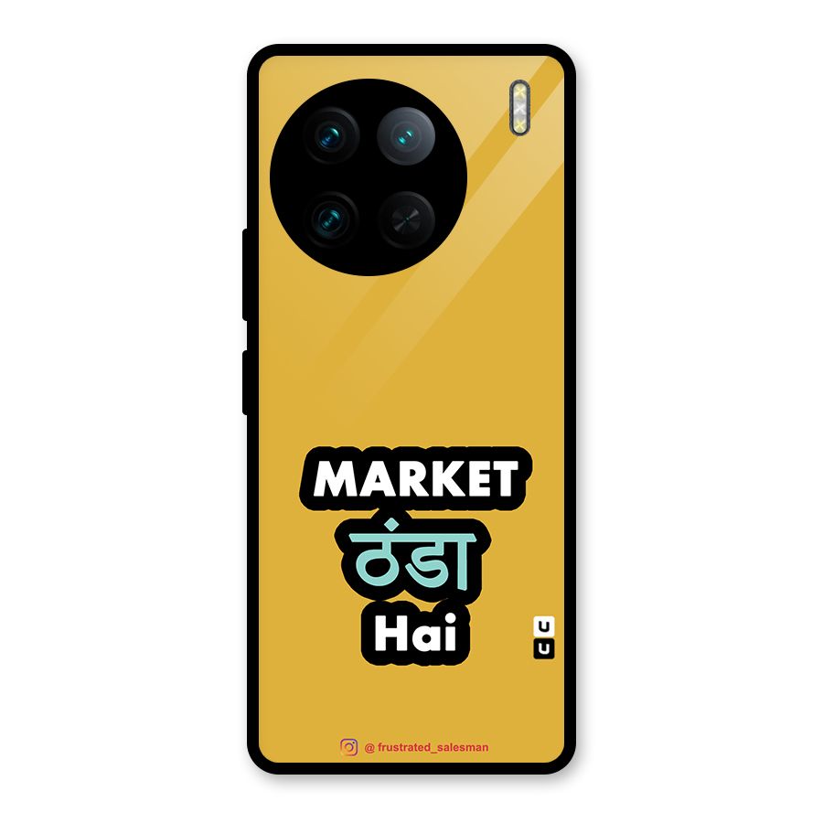 Market Thanda Hai Mustard Yellow Glass Back Case for Vivo X90 Pro