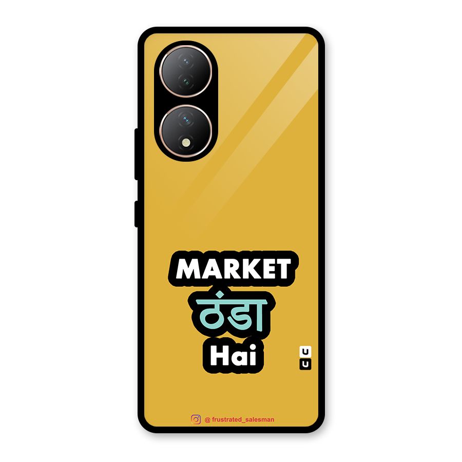Market Thanda Hai Mustard Yellow Glass Back Case for Vivo Y100A