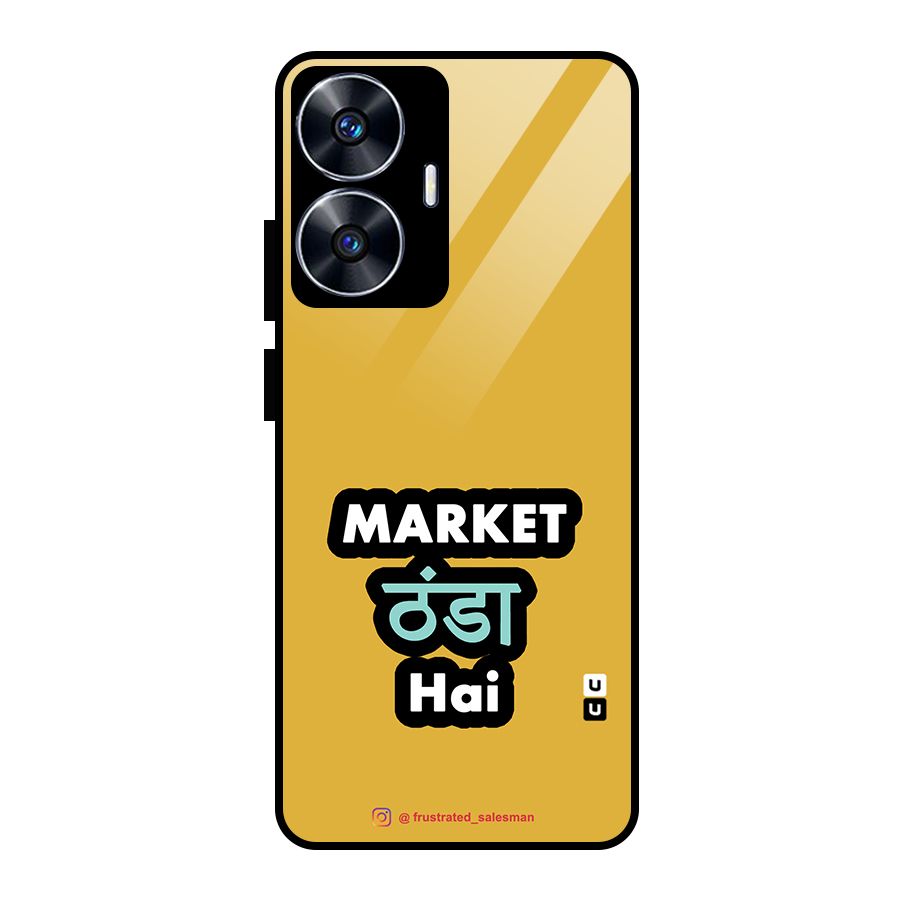 Market Thanda Hai Mustard Yellow Glass Back Case for realme C55
