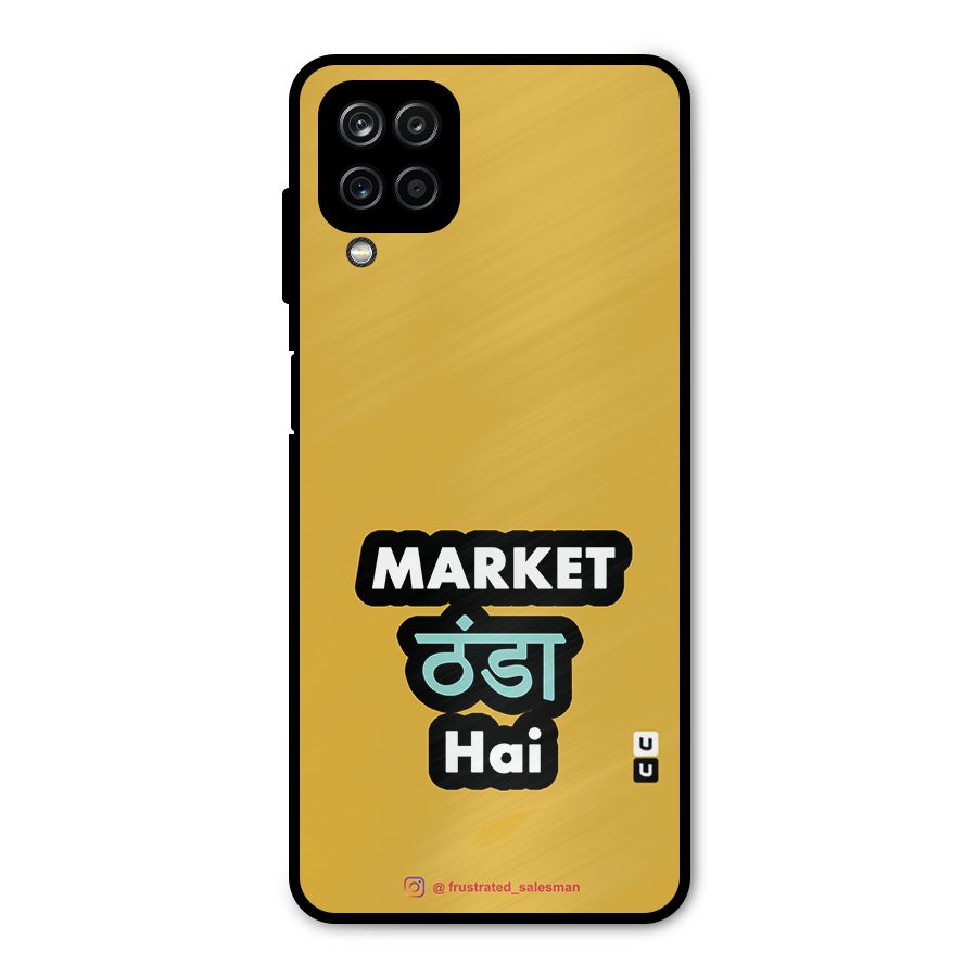 Market Thanda Hai Mustard Yellow Metal Back Case for Galaxy A12