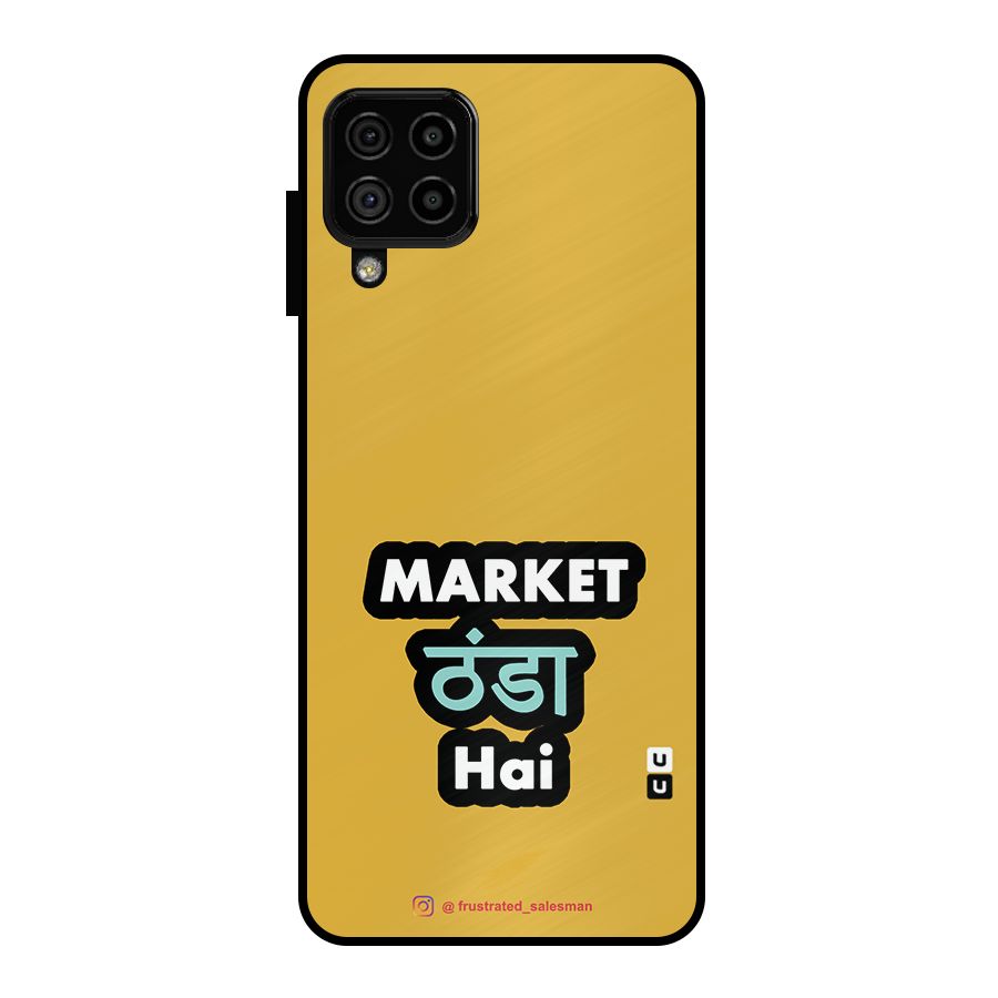Market Thanda Hai Mustard Yellow Metal Back Case for Galaxy A22 4G