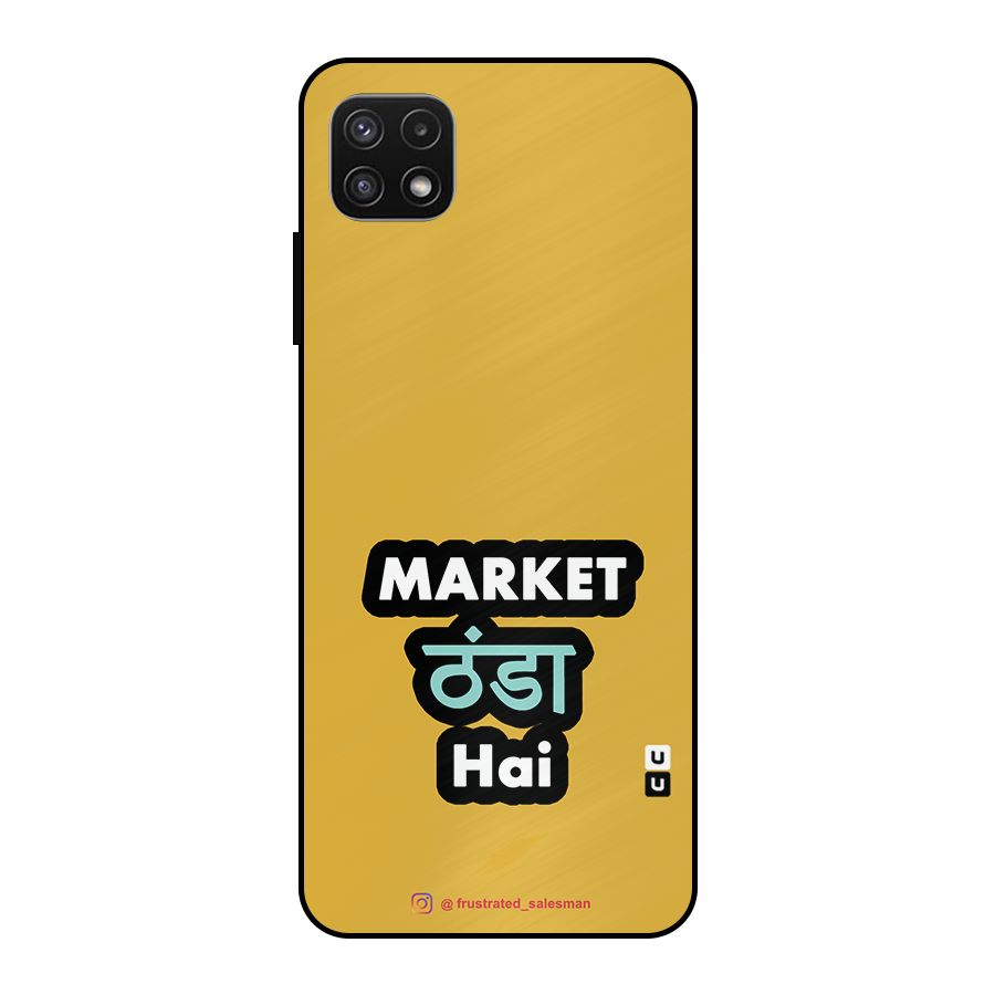 Market Thanda Hai Mustard Yellow Metal Back Case for Galaxy A22 5G