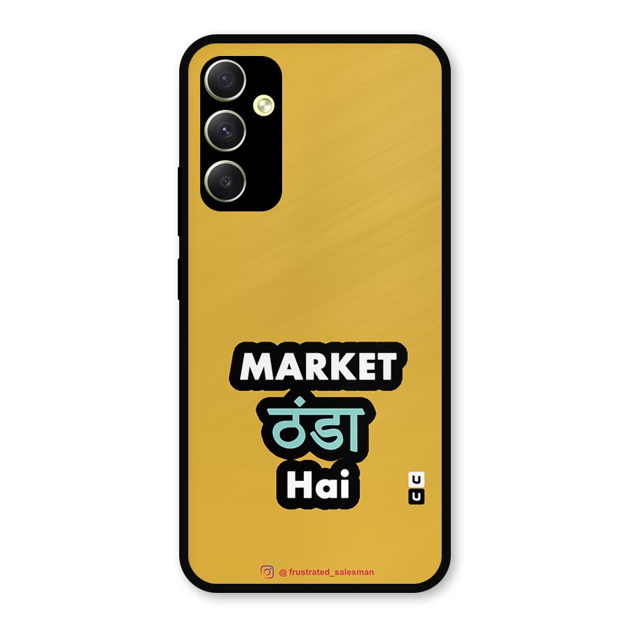Market Thanda Hai Mustard Yellow Metal Back Case for Galaxy A34