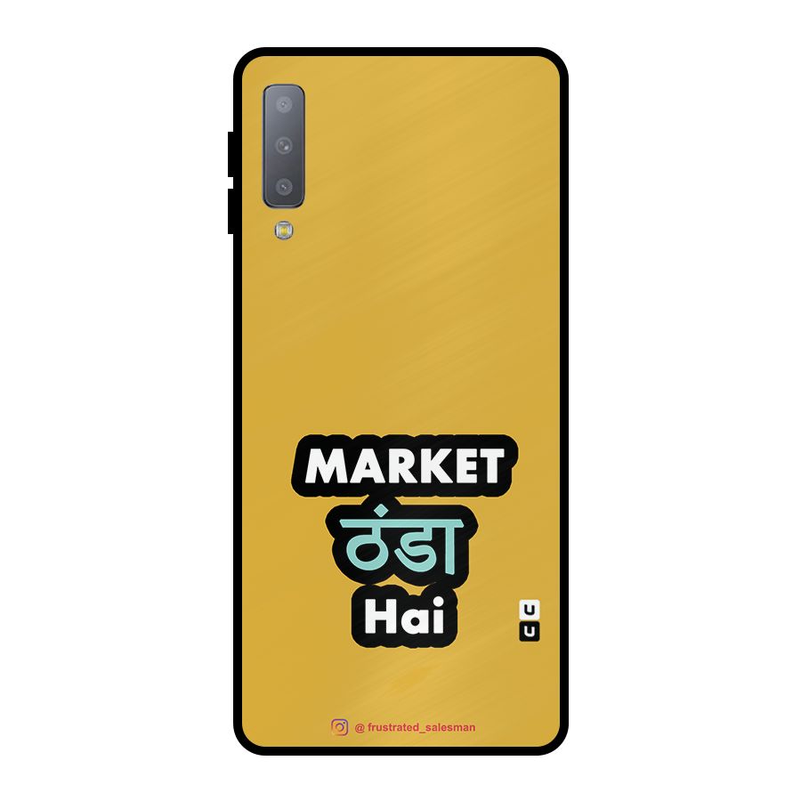 Market Thanda Hai Mustard Yellow Metal Back Case for Galaxy A7 (2018)