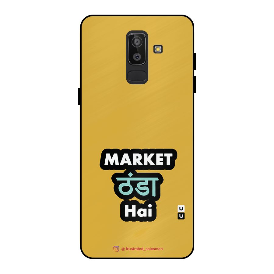 Market Thanda Hai Mustard Yellow Metal Back Case for Galaxy J8