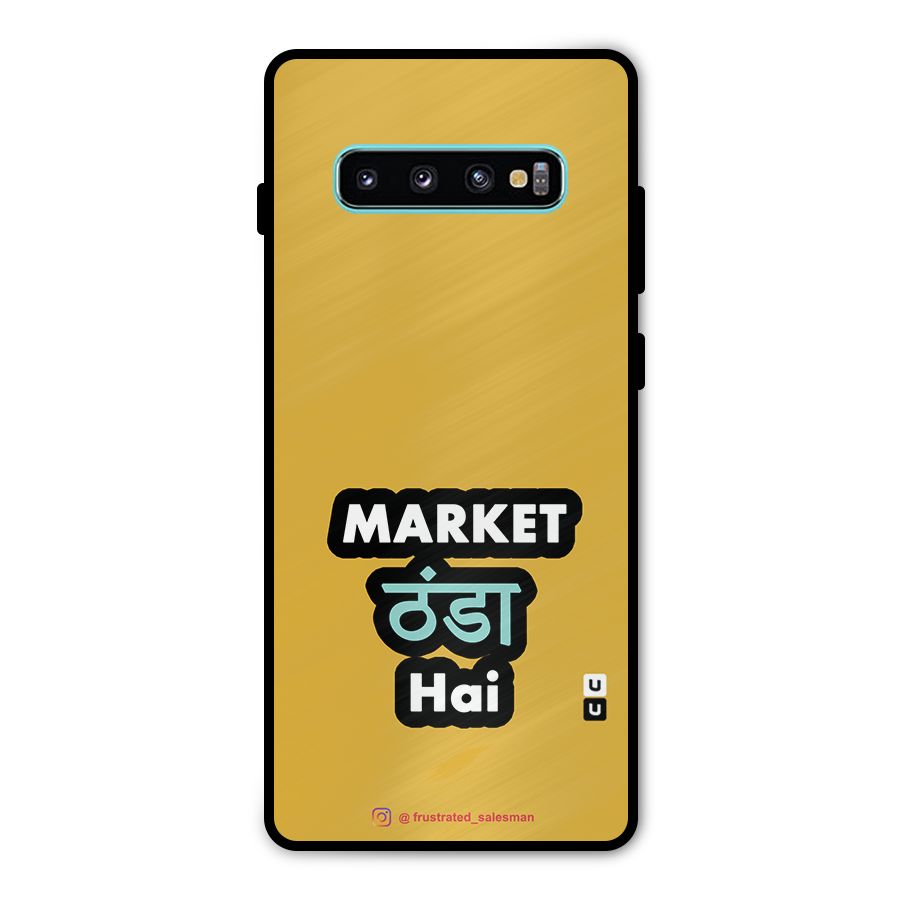 Market Thanda Hai Mustard Yellow Metal Back Case for Galaxy S10 Plus