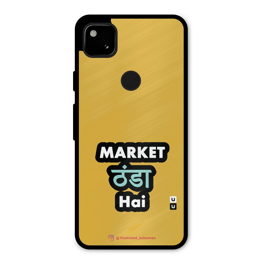 Market Thanda Hai Mustard Yellow Metal Back Case for Google Pixel 4a