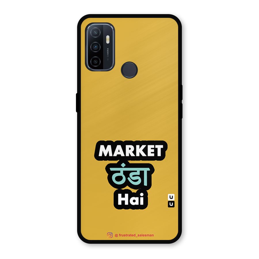 Market Thanda Hai Mustard Yellow Metal Back Case for Oppo A53