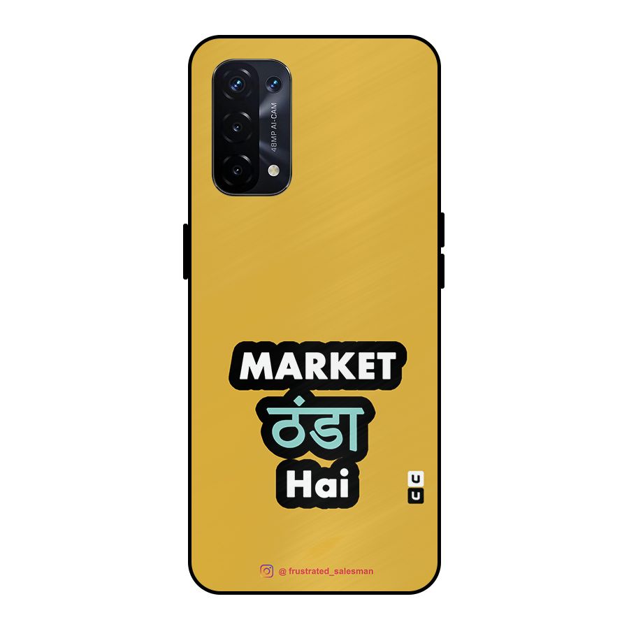 Market Thanda Hai Mustard Yellow Metal Back Case for Oppo A74 5G