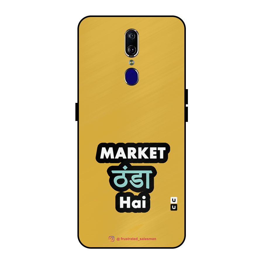 Market Thanda Hai Mustard Yellow Metal Back Case for Oppo F11