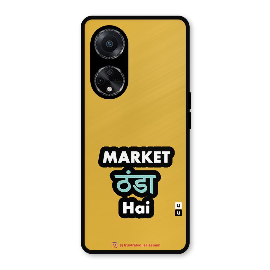 Market Thanda Hai Mustard Yellow Metal Back Case for Oppo F23