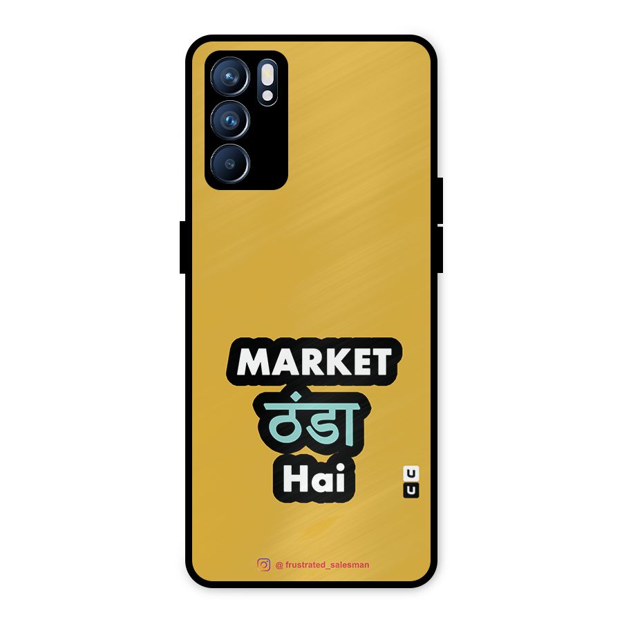 Market Thanda Hai Mustard Yellow Metal Back Case for Oppo Reno6 5G