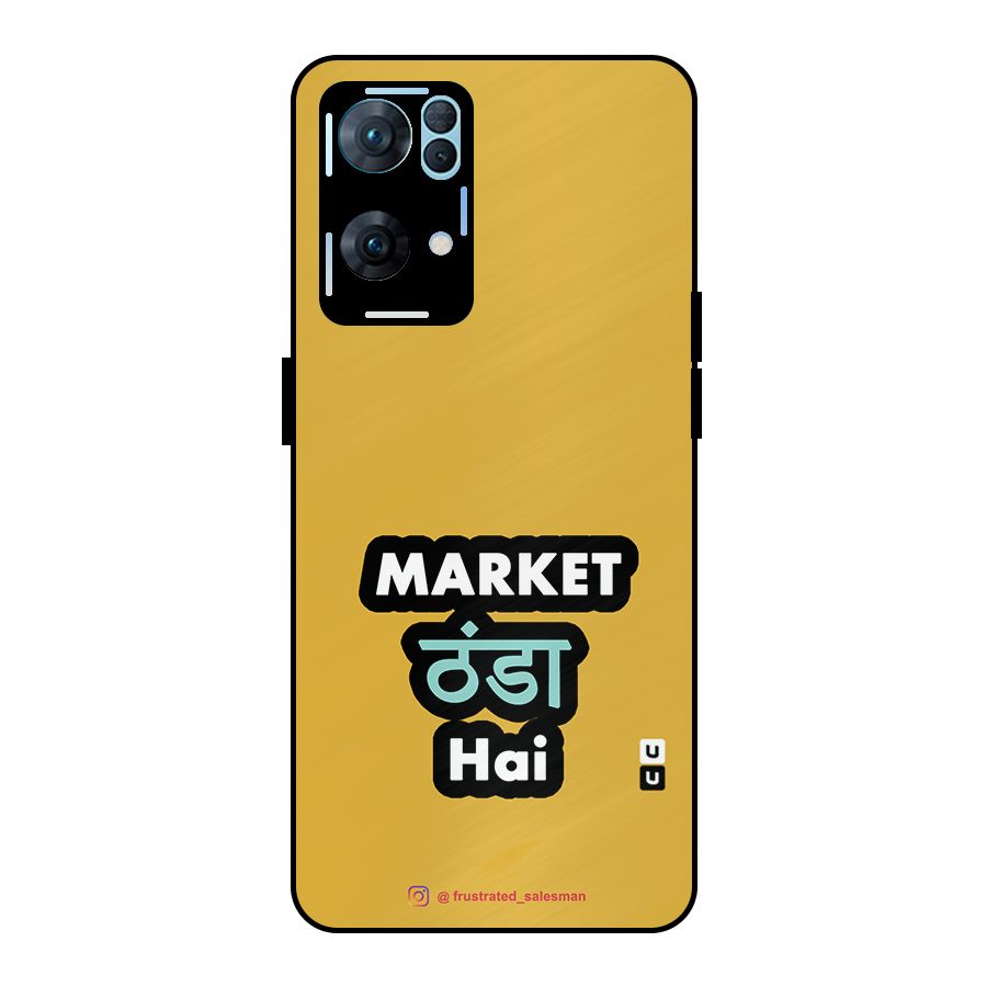 Market Thanda Hai Mustard Yellow Metal Back Case for Oppo Reno7 Pro 5G