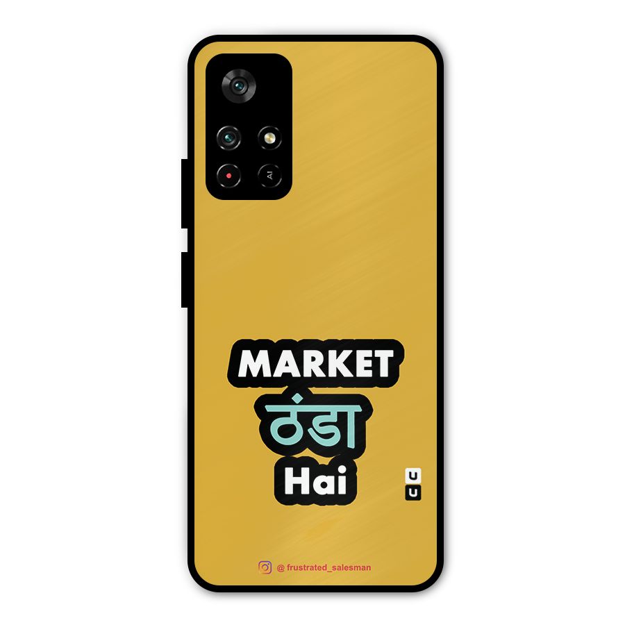 Market Thanda Hai Mustard Yellow Metal Back Case for Redmi Note 11T 5G