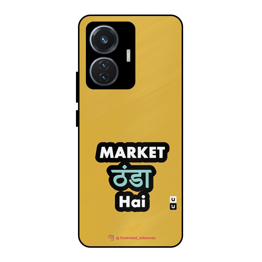 Market Thanda Hai Mustard Yellow Metal Back Case for Vivo T1 44W
