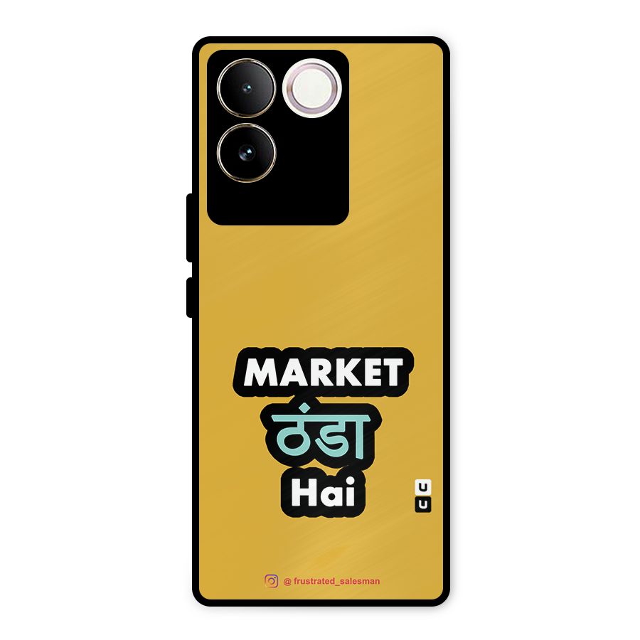 Market Thanda Hai Mustard Yellow Metal Back Case for Vivo T2 Pro