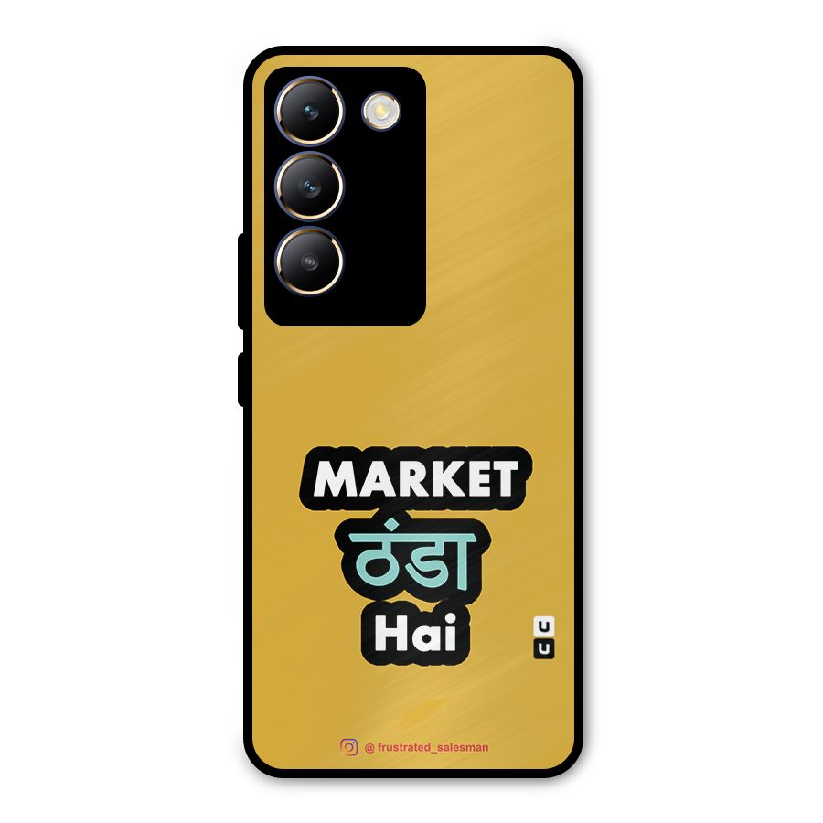 Market Thanda Hai Mustard Yellow Metal Back Case for Vivo T3 5G