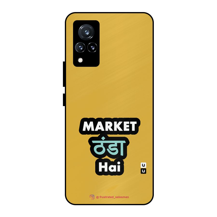 Market Thanda Hai Mustard Yellow Metal Back Case for Vivo V21 5G