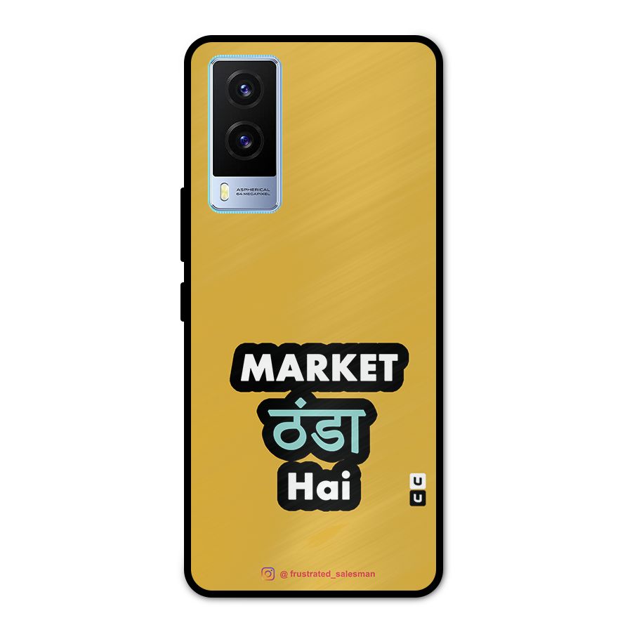 Market Thanda Hai Mustard Yellow Metal Back Case for Vivo V21e 5G
