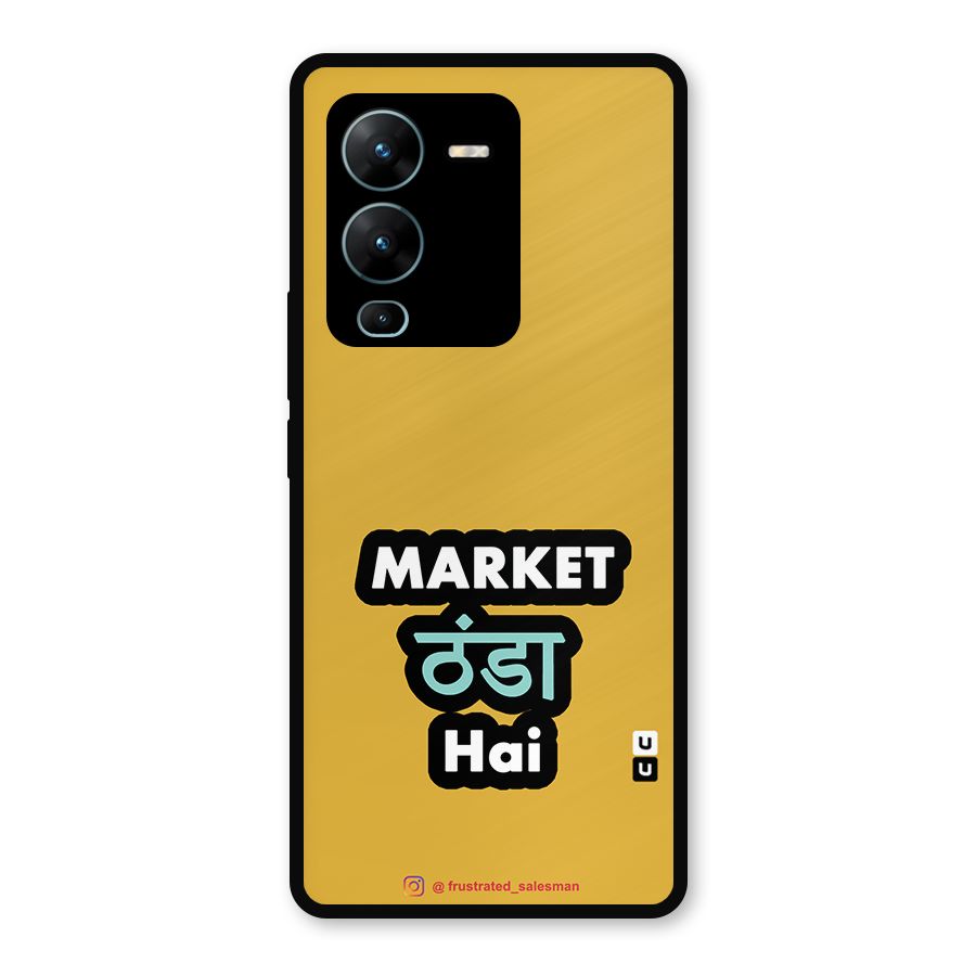 Market Thanda Hai Mustard Yellow Metal Back Case for Vivo V25 Pro