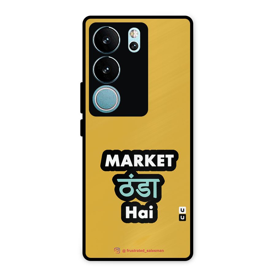 Market Thanda Hai Mustard Yellow Metal Back Case for Vivo V29 Pro