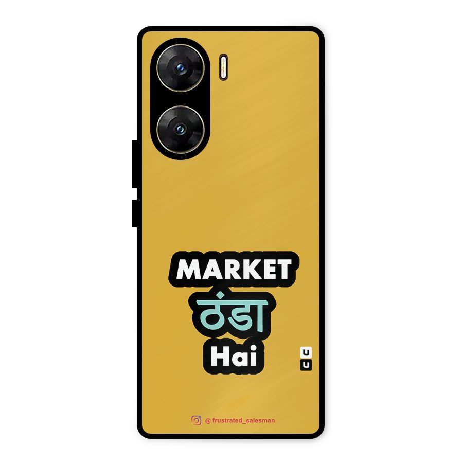 Market Thanda Hai Mustard Yellow Metal Back Case for Vivo V29e