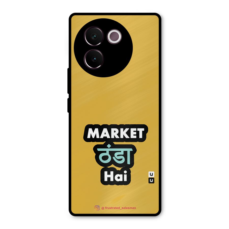 Market Thanda Hai Mustard Yellow Metal Back Case for Vivo V30e
