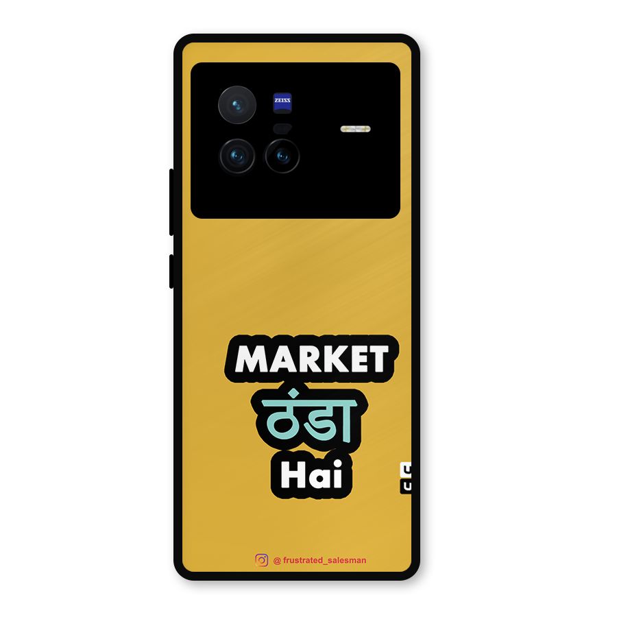 Market Thanda Hai Mustard Yellow Metal Back Case for Vivo X80