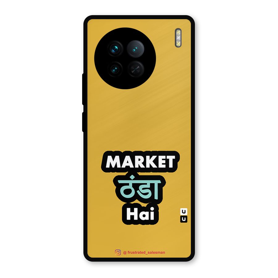 Market Thanda Hai Mustard Yellow Metal Back Case for Vivo X90