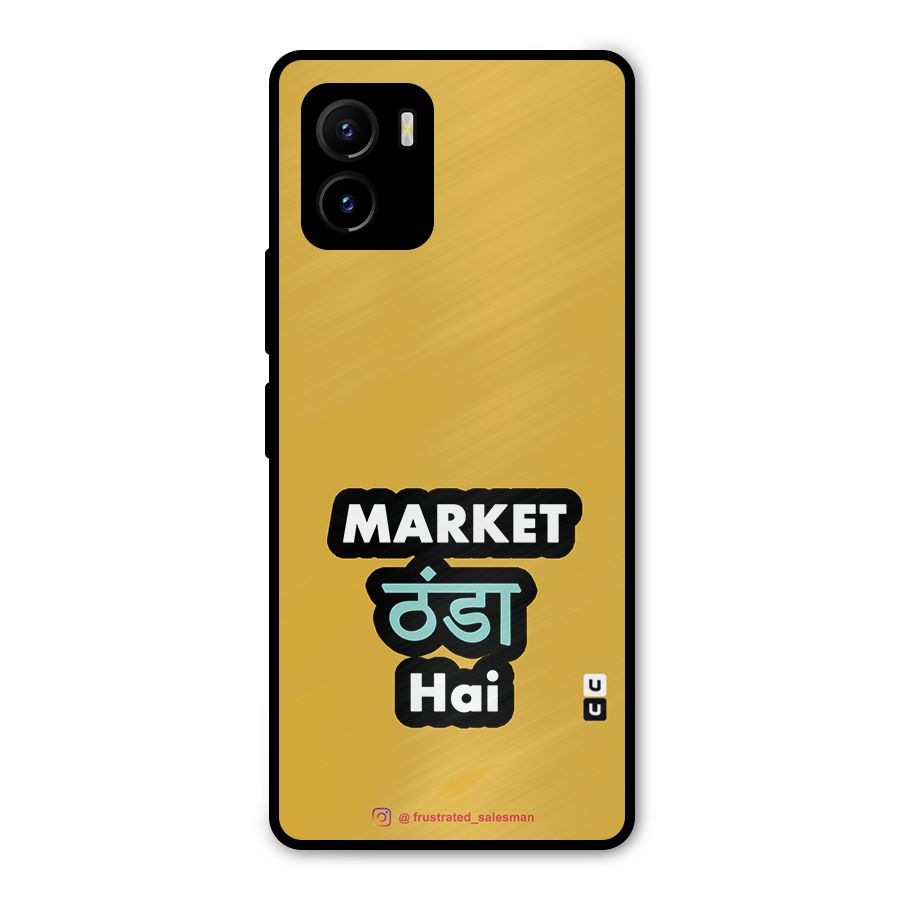 Market Thanda Hai Mustard Yellow Metal Back Case for Vivo Y15s