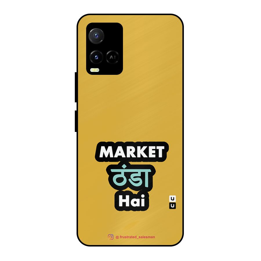 Market Thanda Hai Mustard Yellow Metal Back Case for Vivo Y21T