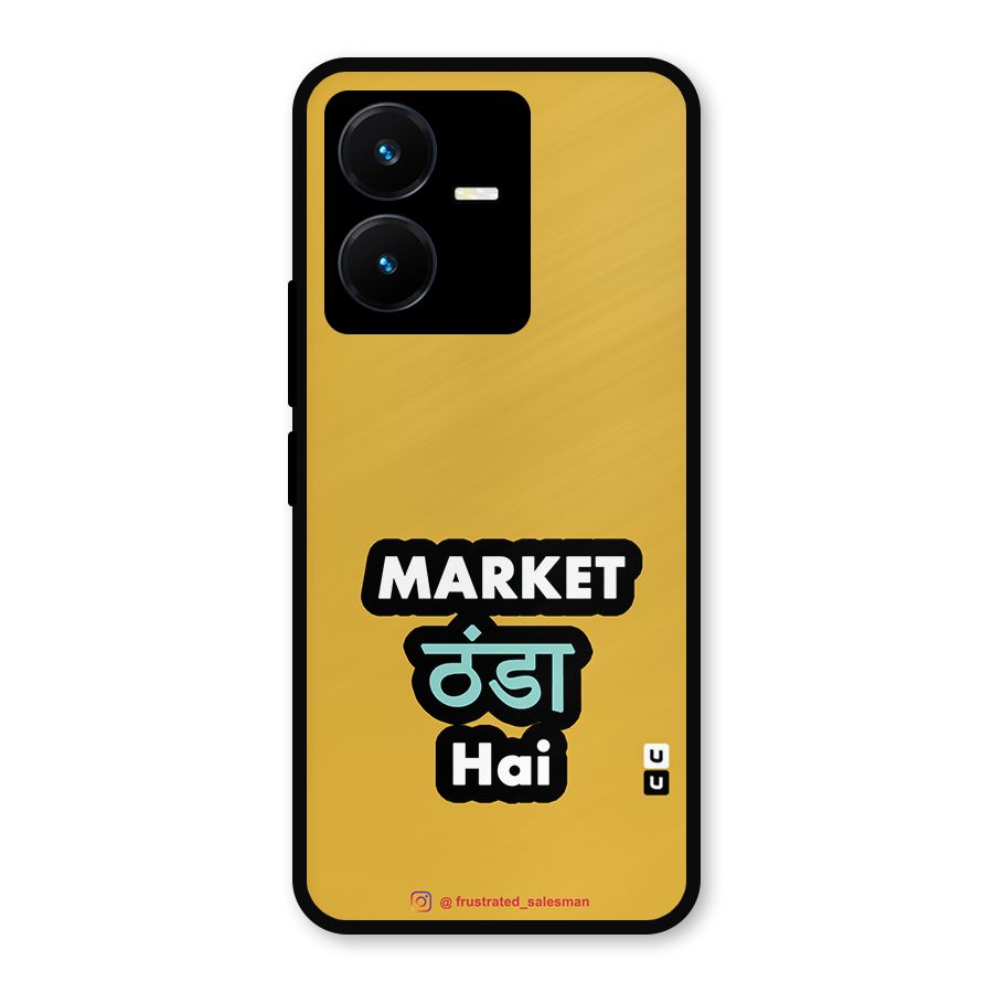 Market Thanda Hai Mustard Yellow Metal Back Case for Vivo Y22