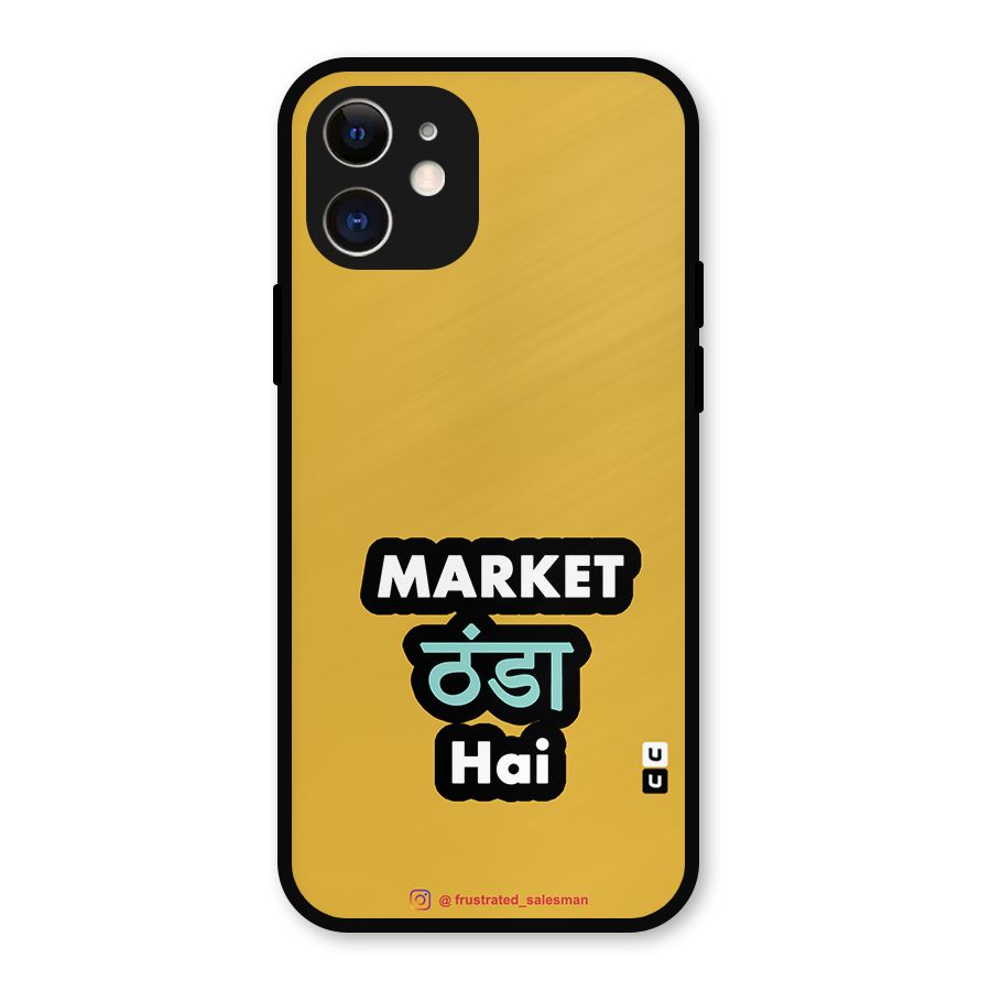 Market Thanda Hai Mustard Yellow Metal Back Case for iPhone 12