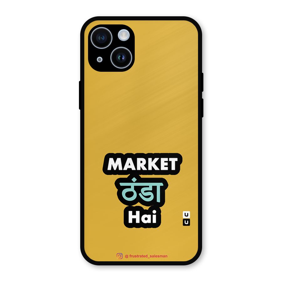 Market Thanda Hai Mustard Yellow Metal Back Case for iPhone 14