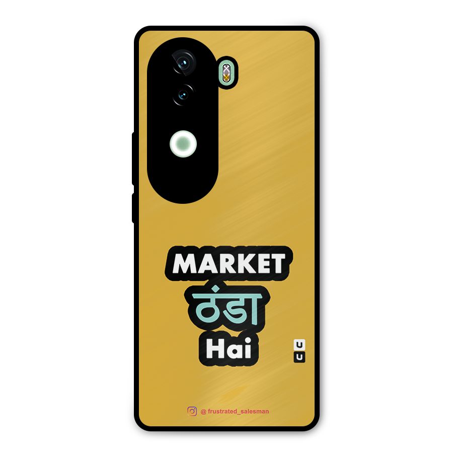 Market Thanda Hai Mustard Yellow Metal Back Case for iQOO Z9s
