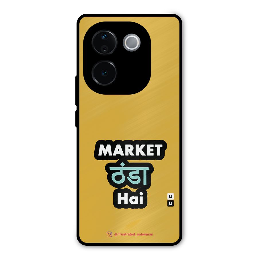 Market Thanda Hai Mustard Yellow Metal Back Case for iQOO Z9s Pro