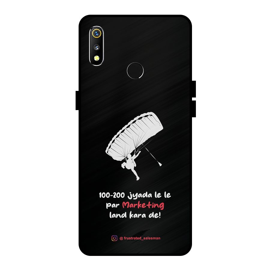 Marketing Land Kara De Black Metal Back Case for Realme 3i