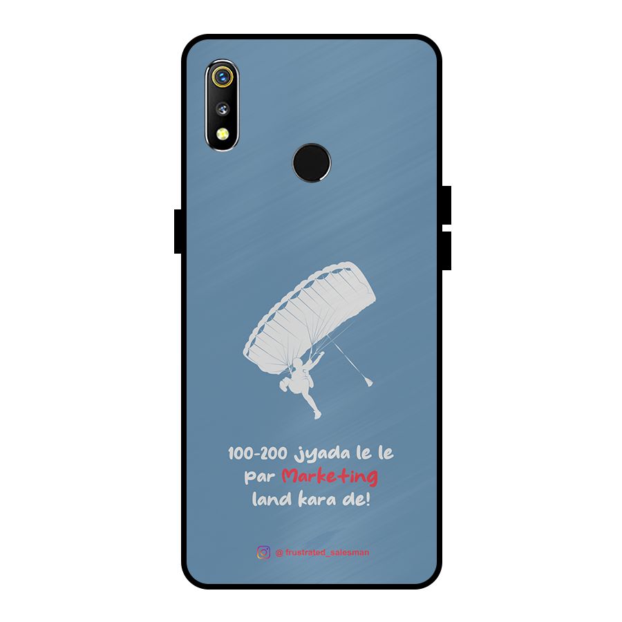 Marketing Land Kara De SteelBlue Metal Back Case for Realme 3i