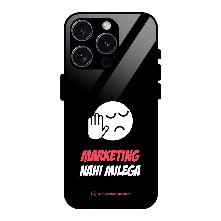 Marketing Nahi Milega Black Glass Back Case for iPhone 15 Pro